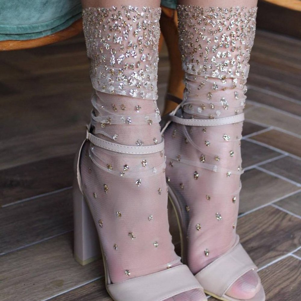 Lirika Matoshi Cascading Shimmer Socks in Gold